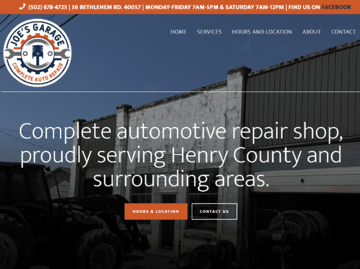 Kentucky Auto Repair Shop Website and Logo Design, Joe's Garage and Tire Case Study